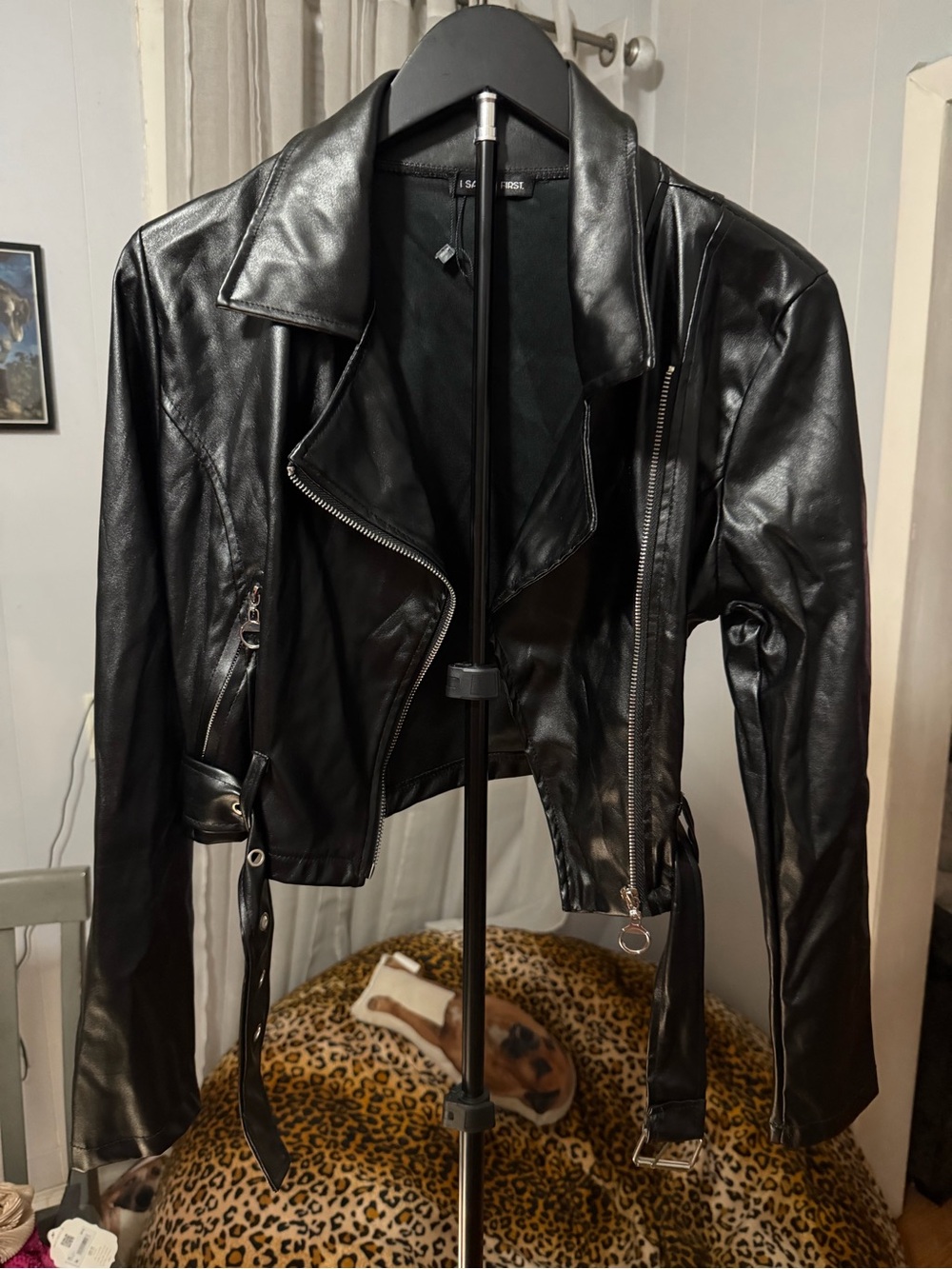 I Saw It First Women's Faux Leather Biker Jacket Size S